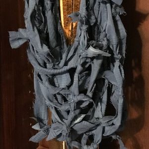 Multi textured knotted strands infinity scarf